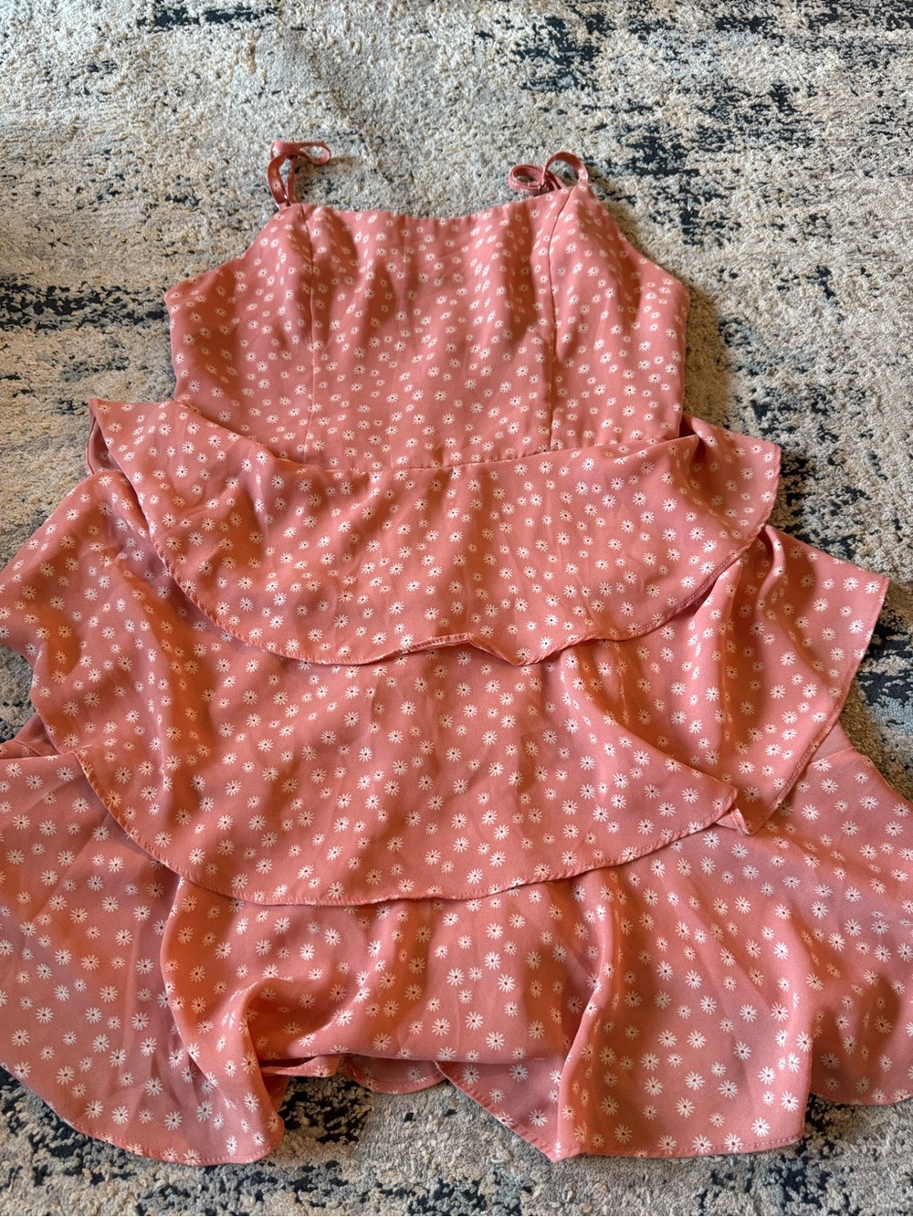 Forever 21 Coral Pink Daisy Print Mini Dress